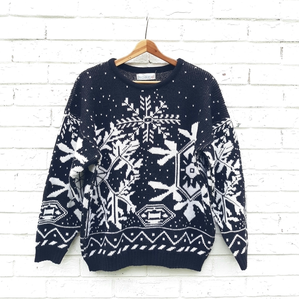 Vintage Rose Brand Sweater Chunky Snowflake